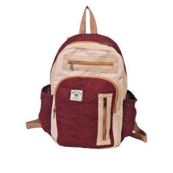 The Collection Royal Front Pocket and Zipper Hemp and Cotton Backpack Brown