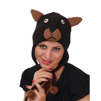 BLACK BEAR FACED ANIMAL HAT