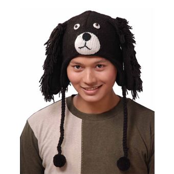 FURRY DOG FACED ANIMAL HAT