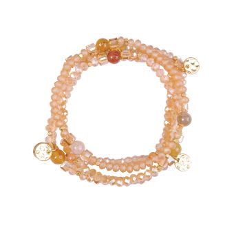Multi Strand Bracelet Orange Tone