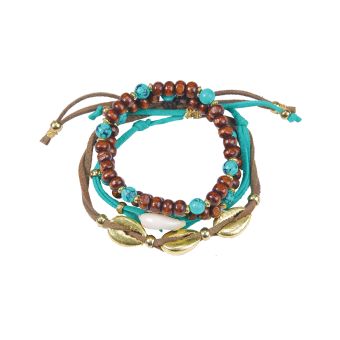 Multi Strand Turquoise/Brown Bead Bracelet