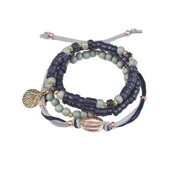 Multi Strand Grey/Black Bead Bracelet