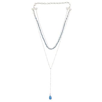 Moonstone Drop Multi Strand Necklace