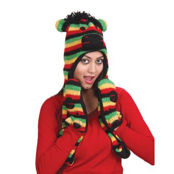 Rasta Monkey Animal Hat w' Scarves