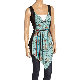 Sidetail Open Vest with Braided Belt