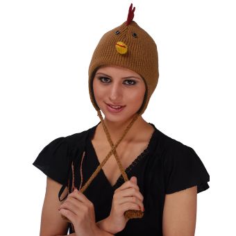 BROWN CHICKEN FACED ANIMAL HAT