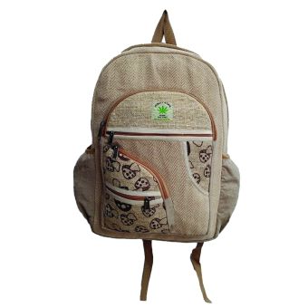 Mushroom Printed Hippie Boho Hemp Cotton Backpack Bag
