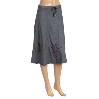 Cotton Floral Patched Skirt