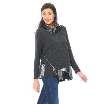 Knit Top with Zipper Detail