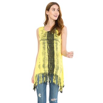Fringed Sleeveless Tie Dye Tunic