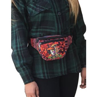 Mushroom Print Boho Hippie Bohemian Fanny Pack Belt Bag