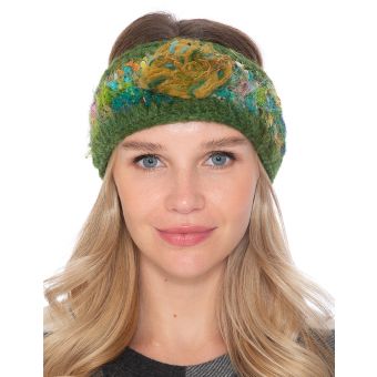 Woolen with Floral Accent and Recycled Silk Stripe Headband