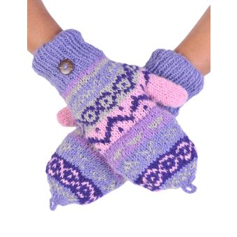 Tribal Pattern Woolen Hunter Gloves