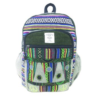 Peace Embroidered Tribal Hemp and Cotton Back Pack Bag