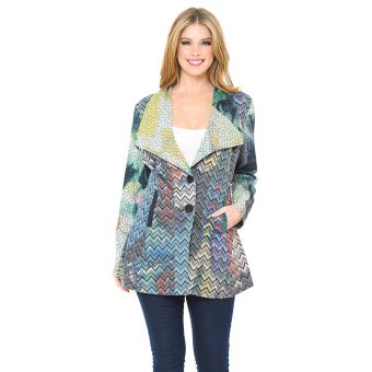 Chevron Print Tie Dye Coat