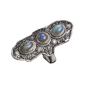 Bohemian Moonstone Trinity Ring