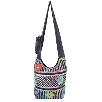 The Collection Royal Razor and Floral 2 Zip Cotton Hobo Bag