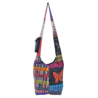 The Collection Royal Butterfly Embroidered Hand Stamped Cotton Hobo Bag