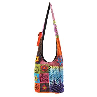 The Collection Royal Asymmetrical Floral Patch and Razor Cotton Hobo Bag