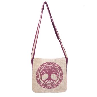 Graphic Hemp Cotton Messenger Bag Tree of Life