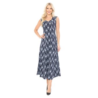 Cotton Maxi Peacock Feather Dress