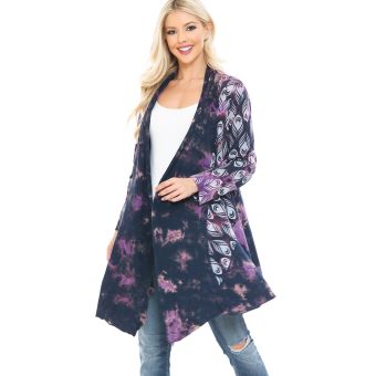 Cotton Peacock Printed Cardigan