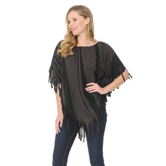 Fringed Cotton Poncho