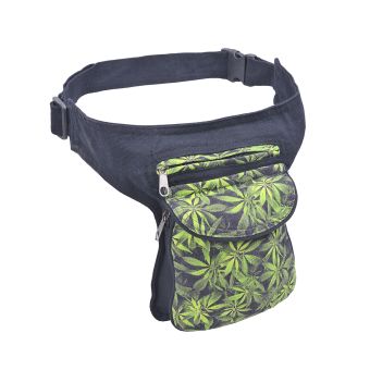Green MJ Leaf Printed Fanny Pack