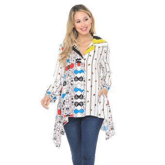 Side Tail Abstract Print Shirt