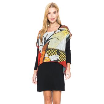 Floral Abstract Chiffon Top with Black Tank