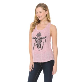 Tribal Boho Skull Dream Catcher Pink Tank