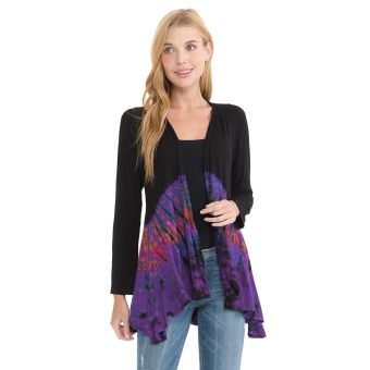 Half Tie Dye Open Visc Span Cardigan
