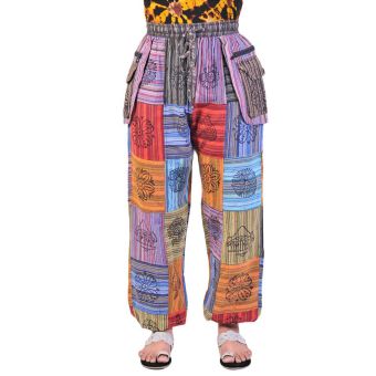 Square Patched Hand Printed Joggers