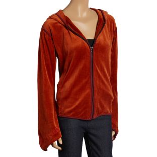 Piping Velvet Zip Up Jacket with Pointed Hood