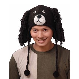 FURRY DOG FACED ANIMAL HAT